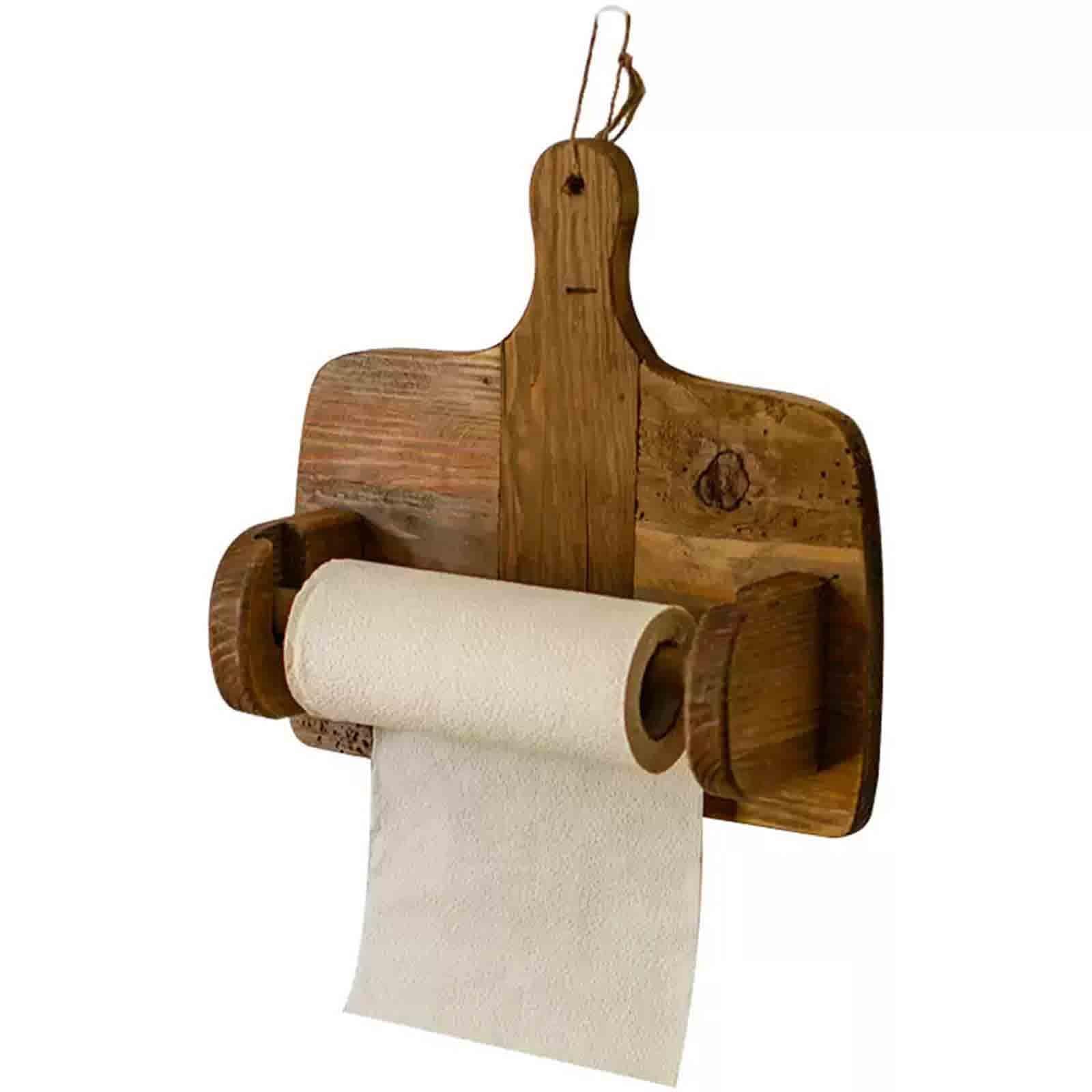 De Pared Portarrollos Papel Cocina Madera Portarrollos Papel Higienico para Llaves Collar Portarollos Cocina Organización Paño Film Transparente