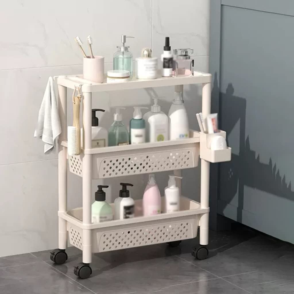 Carrello stretto ruote bloccabili lavanderia spazio lavatrice asciugatrice | /Khaki,3 Tier