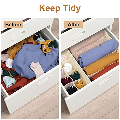 StorMiracle Drawer Organizer Divider, Foldable Closet Storage Organizer Basket, and Fabric Organization Bins for Clothes, Socks, Underwear, Bras, Ties, Accessories, 4 Pcs (Beige & Dark Grey) - Image 7