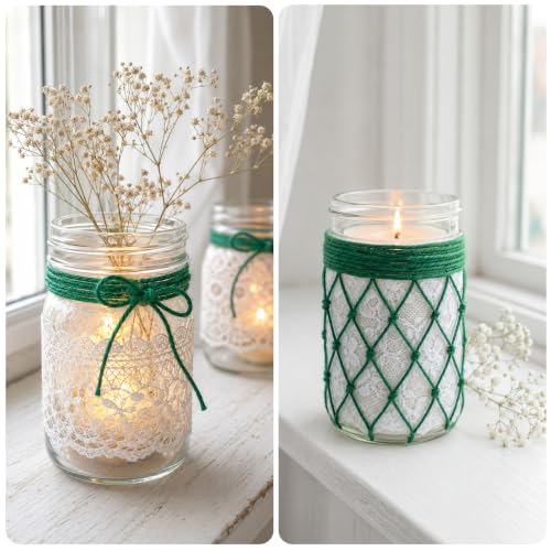 Image of KINGLAKE Green Jute Twine String 1312 Feet 2mm for Crafts Gift Wrapping | Jute Twine String for Crafts Gift Wrapping Christmas Packing Arts Decoration Wedding Gardening