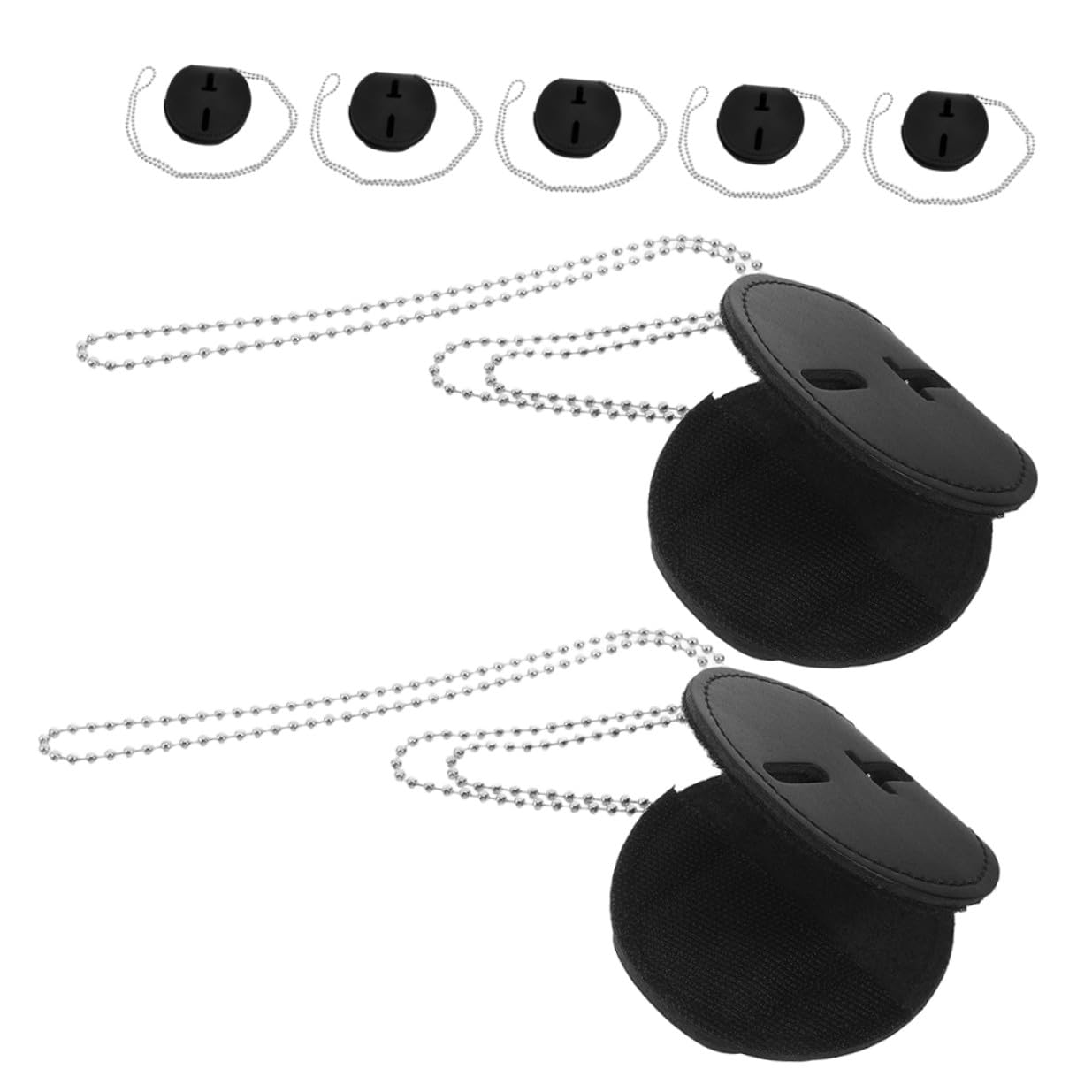 Porta Badge Tondo Nero 7 Pezzi in Pu con Clip e Catena