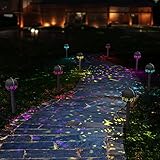 Halloween Garden Lights Solar Powered Waterproof Up to 8H Dusk to Dawn Halloween Solar Garden Lights RGB Color Changing Pathway Lights Solar Powered for Pathways, Walkways - 8 Pack Balck Cover