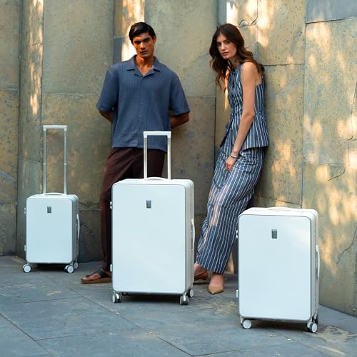 Image of SWISS MILITARY Black Gold Collection Hard PC Trolley Luggage Set of 3 (55cm Small, 65cm Medium & 75cm Large) Suitcase with TSA Lock, 360 Wheels-Ideal for International Travel (44L,70L,105L) White