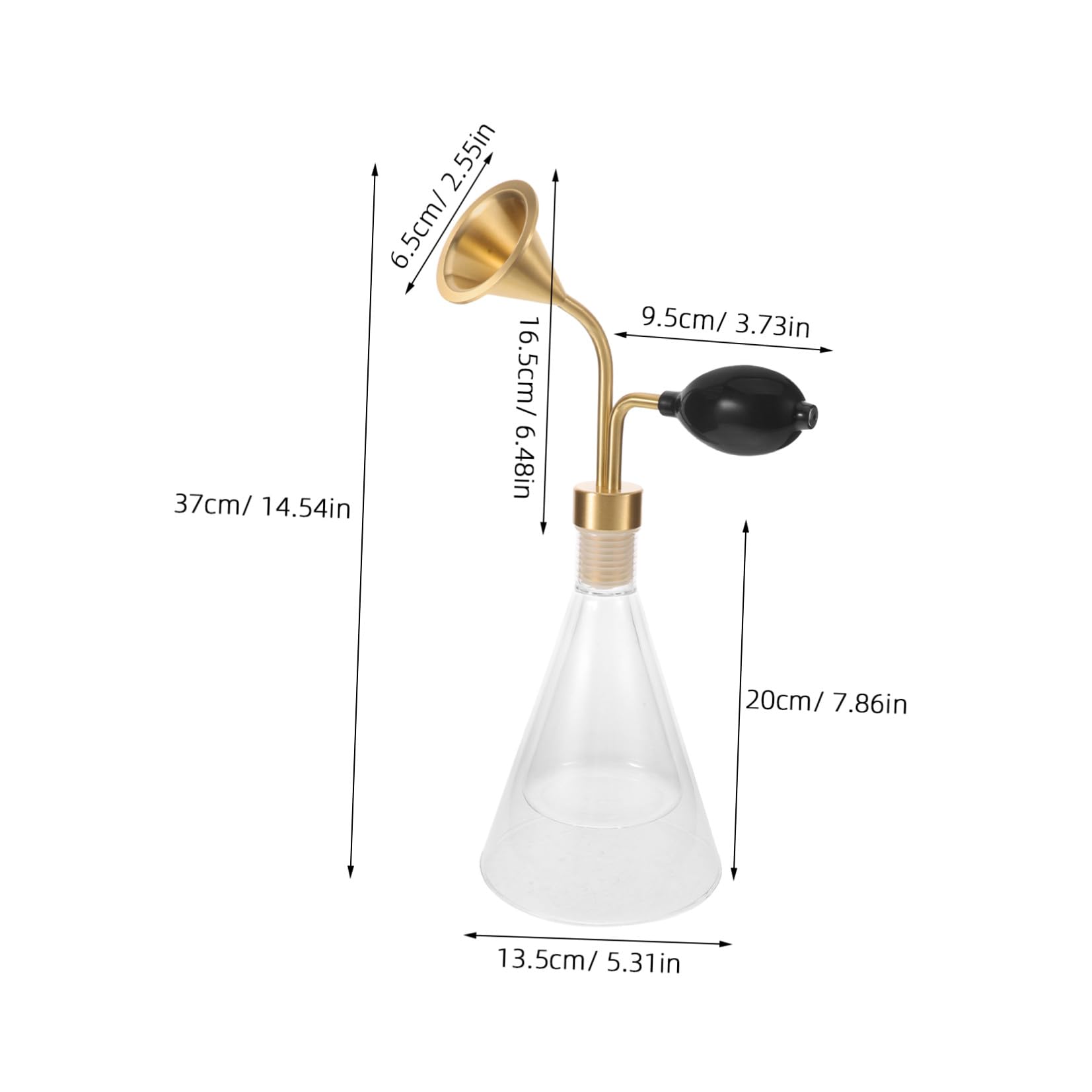 BETOOKY Szklana Testowa Do Perfum z Mosiężną Pompką i Ergonomiczną Rurką Dyfuzor Olejków Eterycznych Do Aromaterapii Spa Przenośne Urządzenie i Podróży