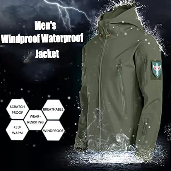 2023 New Men's Windproof Waterproof Jacket,Waterproof Outdoor Windproof Windbreaker Coat with Pockets,Men's Lightweight Hooded Jacket