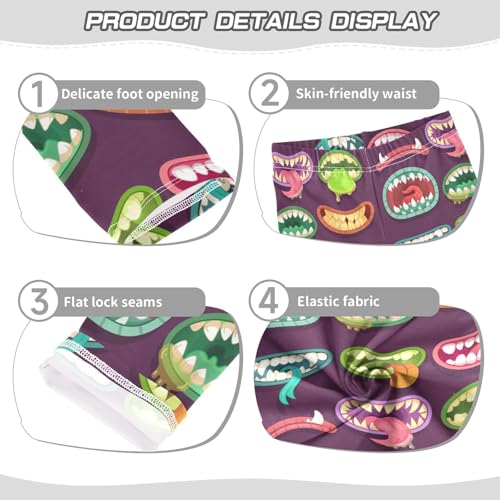 Girls' Leggings Monster Mouth Teeth Tongue Ankle Length Printed Leggings Comfort Pants for Kids 4-10 Years4