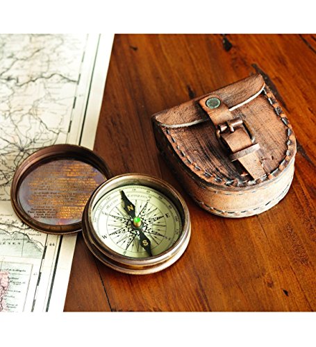 Brújula Vintage con Estuche de Cuero miniatura 1