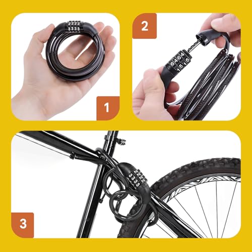 Image of Securo Advance Keyless Universal Combination Cable Chain Helmet Lock for Bike Cycle Bicycle Luggage Strong Steel Wire Number Password Lock for Travel Train Motorcycle Daily Security Use