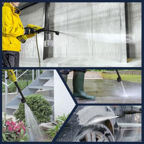 Akku Hochdruckreiniger,60 Bar Mobiler hochdruck wasserpistole mit 2 x 4000mAh...