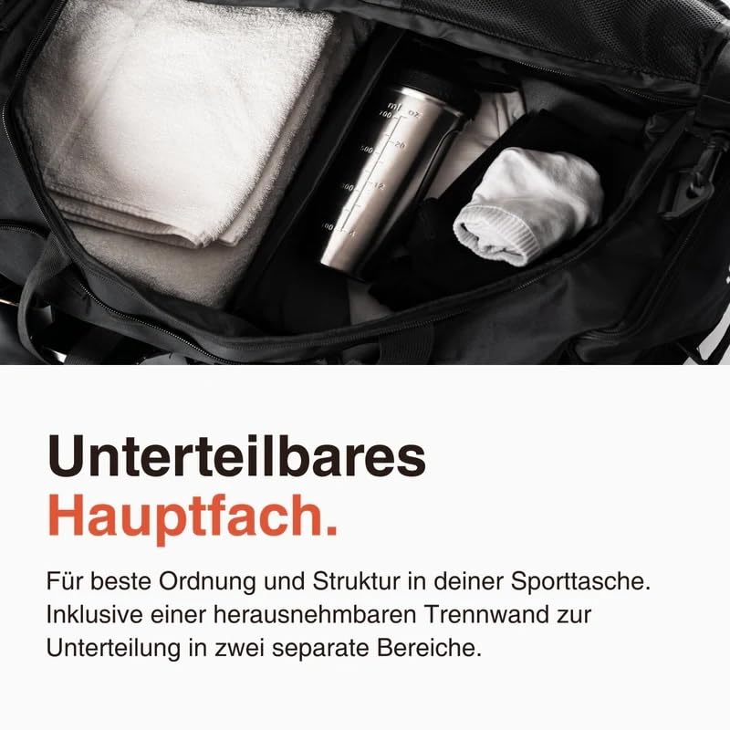LODA Trolley (75L) Multifunktionale Sporttasche mit Rollen & Teleskopgriff | Rucksackfunktion - Unterteilbares Hauptfach, Schuh-, Nass- & Duschfach - Ideal für Mannschaftssport, Training & Reisen