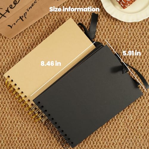 Álbum de Scrapbooking de 30 páginas, 5,83 × 8,27 pulgadas, papel kraft, tapa dura con encuadernación en espiral y cierre con cinta, ideal para scrapbooking DIY, libros de recuerdos y proyectos artísticos (marrón) miniatura 2
