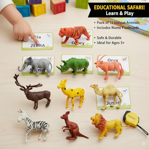 Image of ZESTHOME Jungle Animal Toy Set - 12 Big Zoo Figurines, Durable Educational Toys for Kids, Toddlers & Preschool Boys Girls 2+