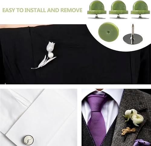 Miniatura 54 de Juego de 200 unidades/100 pines de goma de 0.394 pulgadas con pines de metal en blanco, tapa para pines de solapa, broches, corbatas, sombreros