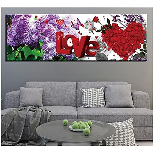 Diamond Painting Kit Completo,5D DIY Pittura Diamante,Strass Cristallo Punto Croce Art Ricamo Pittura Craft per Pareti Domestiche per Adulti Decorazioni Rose Rosse D'Amore Square Drill,60x120cm