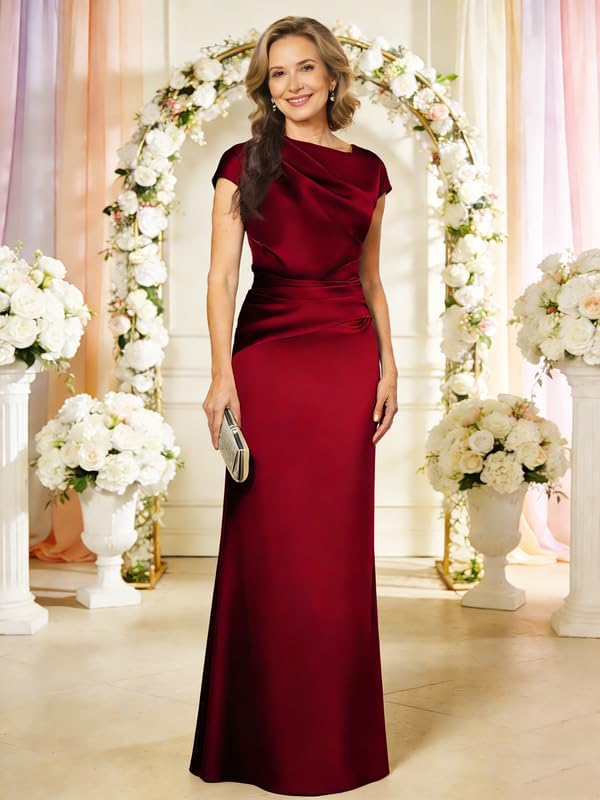 Satin Mother of The Bride Dresses for Women Cape Sleeve Formal Dress Long Mermaid Evening Gown Maxi Dress - Image 6