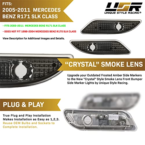 Usr Depo 05-11 R171 Slk Light Smoke Bumper Side Marker Light Assembly (Left + Right) Set Compatible For 2005-2011 Mercedes R171 Slk #TOP3