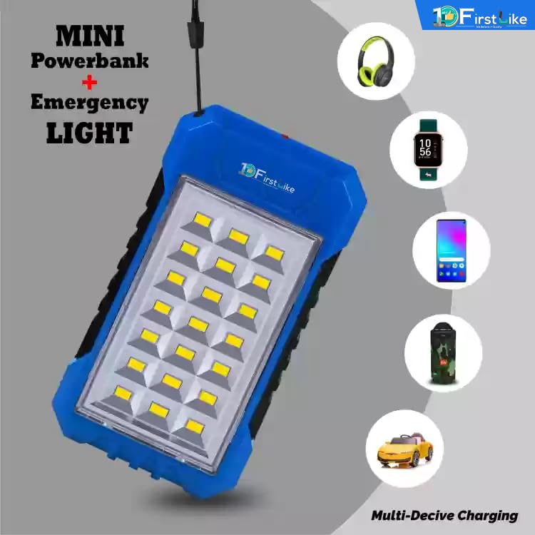 Image of Solar LED Light with Power Bank, 21 LED, 2500mAh Battery, 6V Solar Panel, USB Charging Port (Blue)
