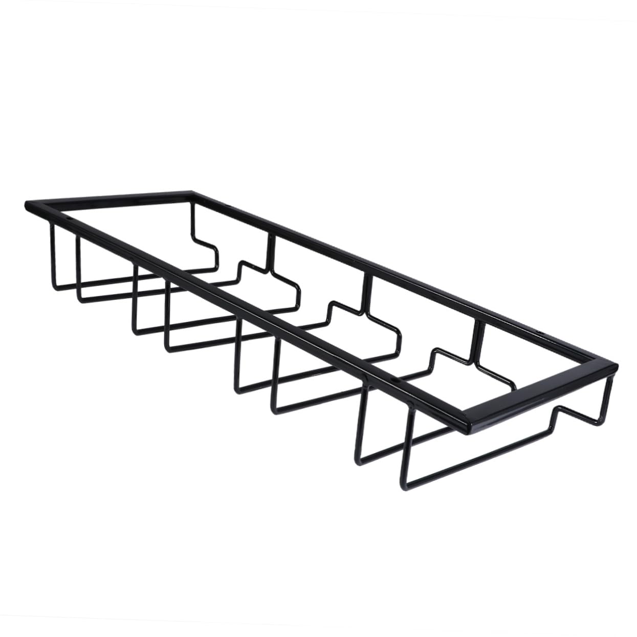 BRIGHTFUFU Iron Cup Holder Slot Wine Glass Rack for Bar and Home Stylish Hanging Stand Elegant Black Design for Organized Wine Glass Storage