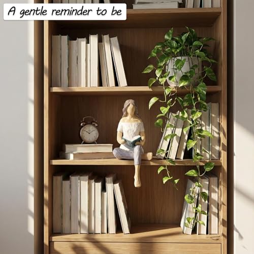 Estatua decorativa de mujer leyendo, resina pintada miniatura 4