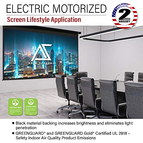 Akia Screens 104 Inch Motorized Electric Remote Controlled Drop Down Projector Screen 4:3 8K 4K Hd 3D Retractable Ceiling Wall Mount White Projection Screen Office Home Theater Movie Ak-Motorize104Vw #TOP7
