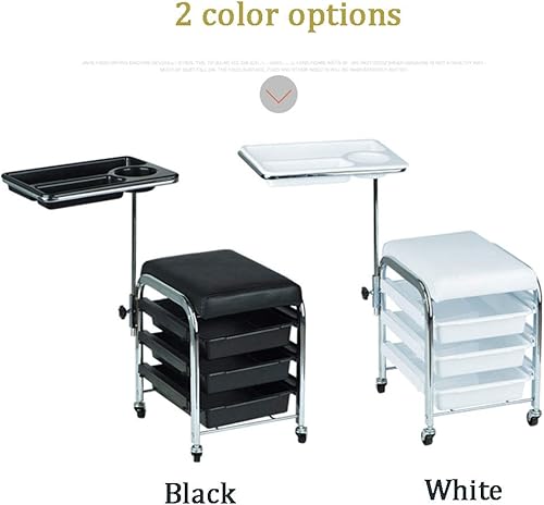 Miniatura 2 de JJPSQHRV Salón móvil Peluquería Peluquería Belleza Almacenamiento Carrito Manicura Uñas Cabello Herramienta Carrito Silla Pedicura Taburete Mesa