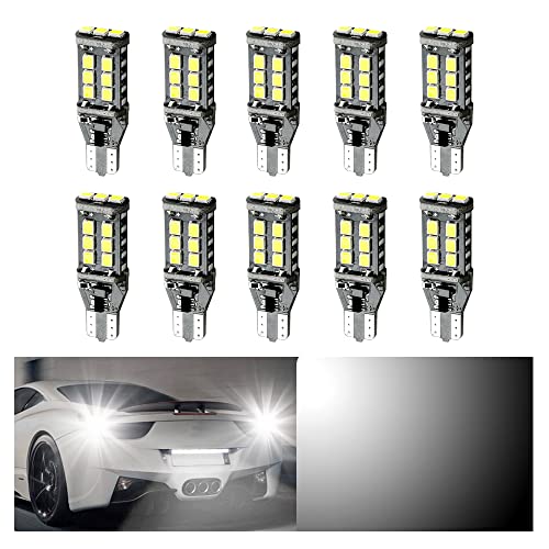 OtpOutopa 912 921 LED Bulb for Backup Light Reverse Lights Brake Lights High Power T15 2835 15-SMD Chipsets Canbus Error Free 906 922 915 W16W Bulbs White DC 12V (10PCS)
