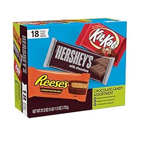 REESE’S, HERSHEY’S and KIT KAT Milk Chocolate Assortment Candy Bars, Individually Wrapped, 27.3 oz Variety Pack (18…