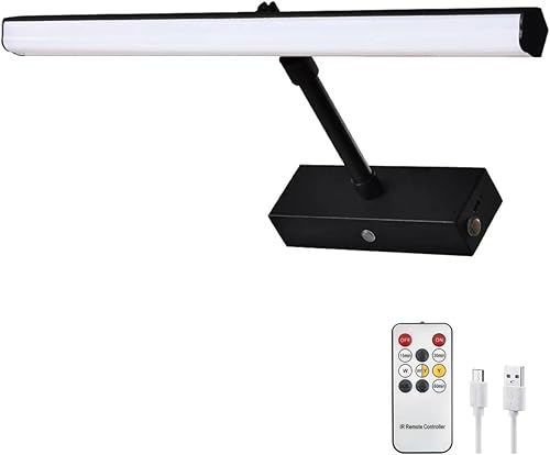 Luz de imagen que funciona con pilas, luces de imagen de 15.7 pulgadas para pinturas con brazo de luz elástico, luz de imagen recargable con control