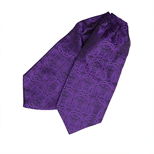 Epoint Formal Cravat Purple Pure Silk Flower Self Ascot Tie Cravat Admission To A School Tuxedo Era1B05B Indigo,Black #TOP2