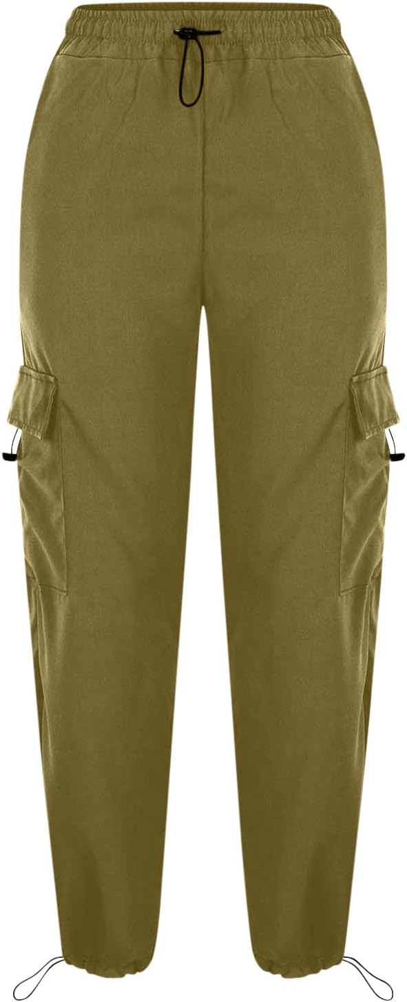 Cargo Pants for Women High Waist Baggy Casual Solid Parachute Trousers Loose Fit Y2K Streetwear with Multi Pocket
