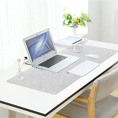 Image of DAWNTREES Felt Desk Pad,Large Keyboard Mat,Wool Desk Mat,Extra Large Felt Mouse Pad for Computers,Laptops, Offices and Homes. (Light Gray)