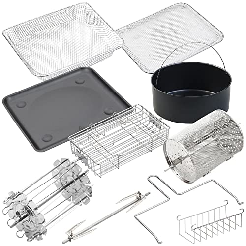 Rosenstein & Söhne Minibackofen: Digitale XXXL-Heißluft-Fritteuse & Umluft-Backofen mit Zubehörset (Heissluftofen, Heißluftfritteuse mit Drehspieß, Küchengeräte) – Bild 4