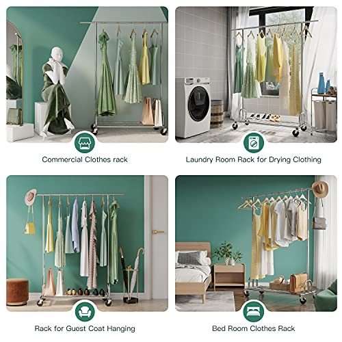 Raybee Clothes Rack Heavy Duty Clothing Rack Load 485Lbs Rolling Clothes Racks For Hanging Clothes, Commercial Garment Rack Heavy Duty Clothes Rack Collapsible & Portable Clothing Rack With Wheels thumb #8
