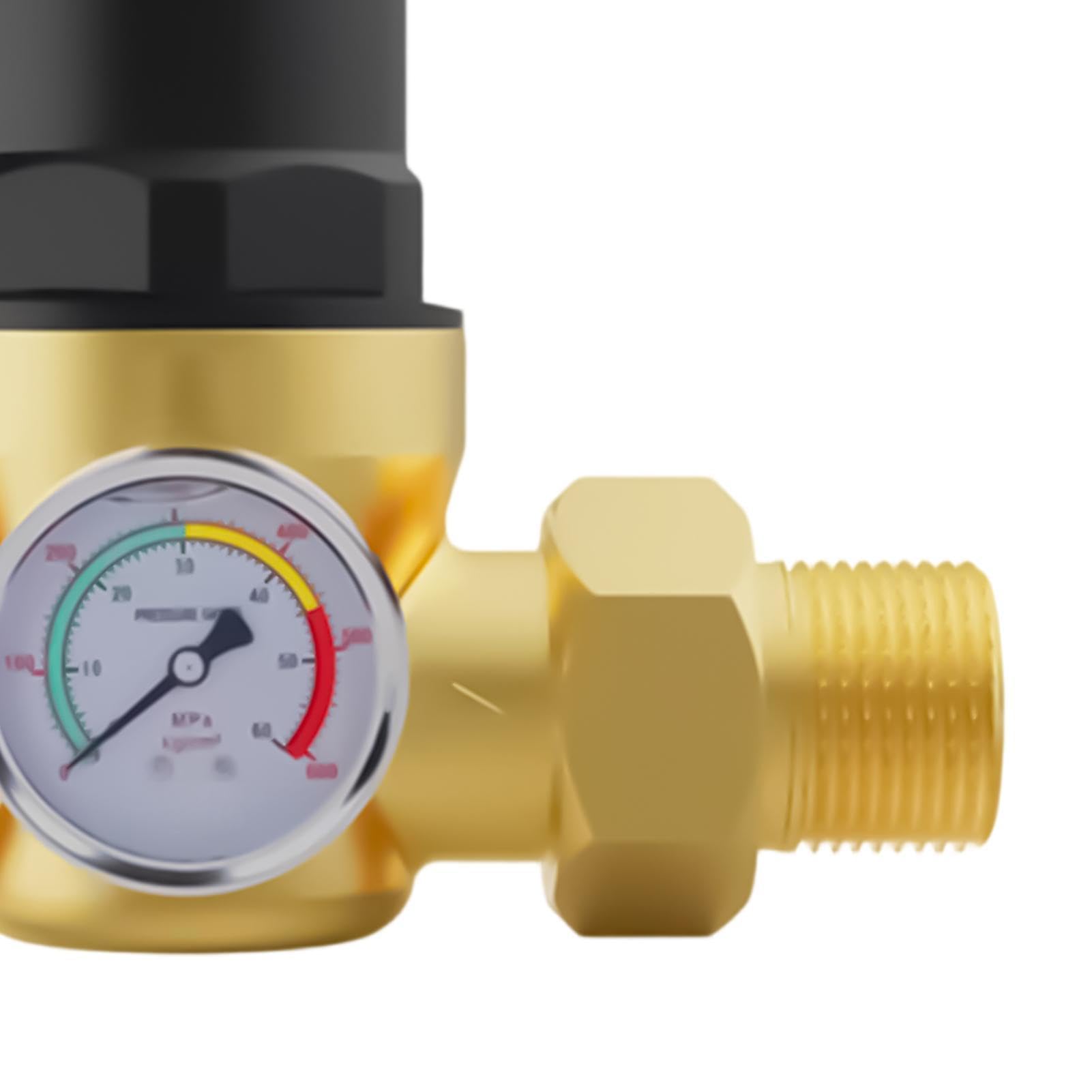 Il Regolatore d'Acqua ricambio in pesante con manometro | valvola regolatrice di pressione per camper per camper, roulotte, viaggi, campeggio, esterno, giardino, casa