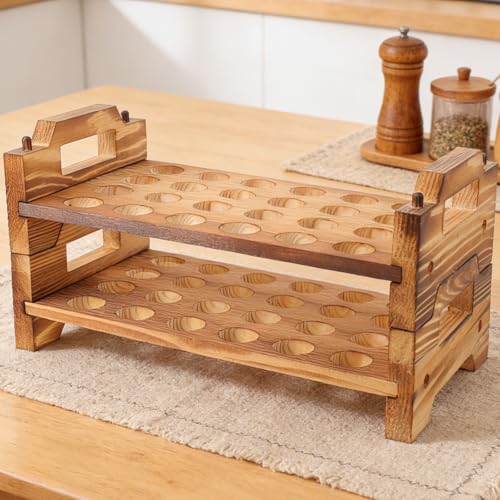 Soporte para huevos de codorniz de madera apilable con 24 agujeros 6
