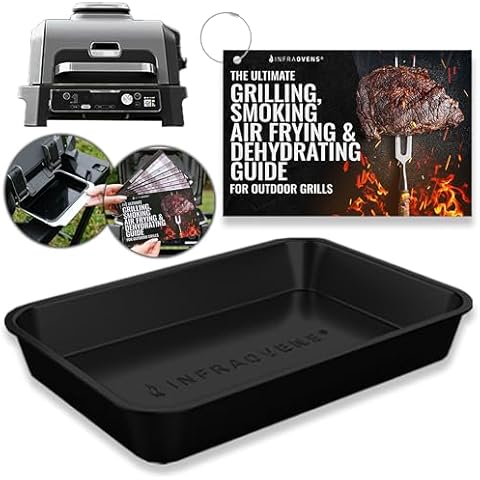 INFRAOVENS Drip Pan Liner for Ninja Woodfire Outdoor Grill OG701 OG751 Reusable Non Disposable Tray and Waterproof Cheat Sheet Cooking Guide Accessory for Wood Fire Grill Smoker 7-in-1 & Air Fryer Cover