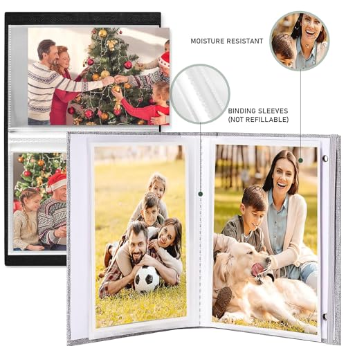 10 Pieces Small Photo Album 4x6, Photo Book Linen Cover Picture Album, Each Small Album 26 Pages Hold 52 Pictures for Artwork Postcards Picture Storage (Grey, Black, Beige) by Byolec - Image 3