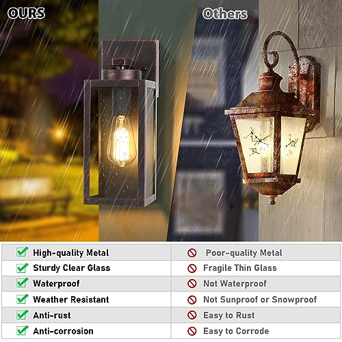 Image of BesLowe Outdoor Wall Light Fixtures, Outside Porch Lights, Distressed Brown