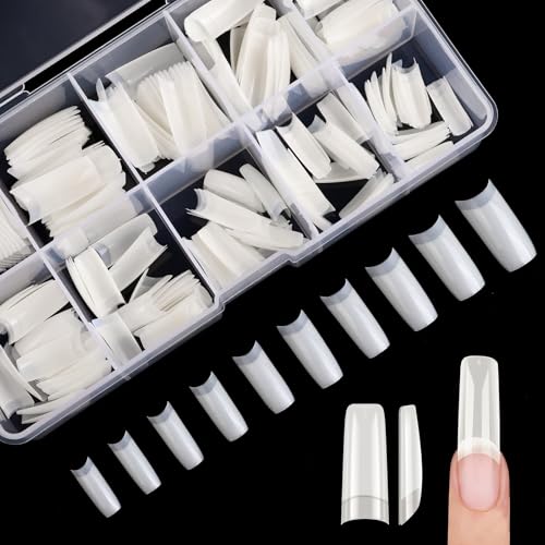 SAVILAND Acrylic Nail Tips: 10 Size for Acrylic French Nail Tools Natural Nails Tips Square Long Gel Tips Professional Gel Nail Extension Manicure Salon At Home