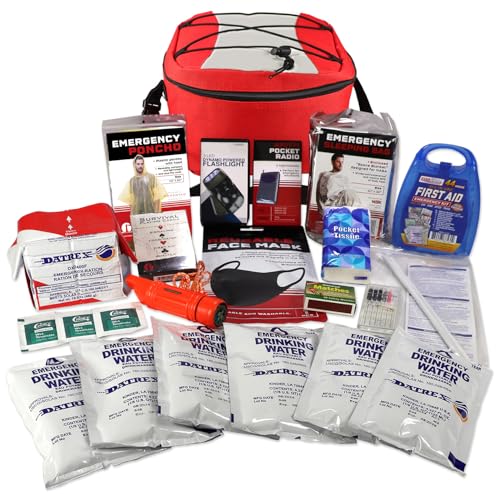 Bug Out Pal Emergency Survival Kit in Waterproof Insulated Cooler Bag with Crucial Survival Tools, Water, Rations and Supplies. Portable Survival Kit for Dorms, Cars, Boats - Go Bag Survival Kit.