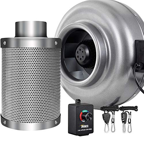 iPower GLFANXINL8FILT8MCTR 8 Inch 750 CFM Inline Fan Carbon Filter Combo with Variable