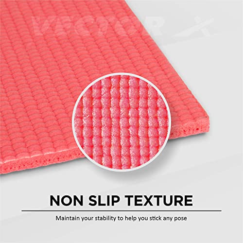 Image of Vector X Anti Skid PVC Exercise Yoga Mat for Men & Women, Extra Thick Mat for Workout Yoga Fitness and Pilates, Anti Tear Anti Slip For Home & Gym Use, Sizes - 4mm /6mm, (4MM, RED)