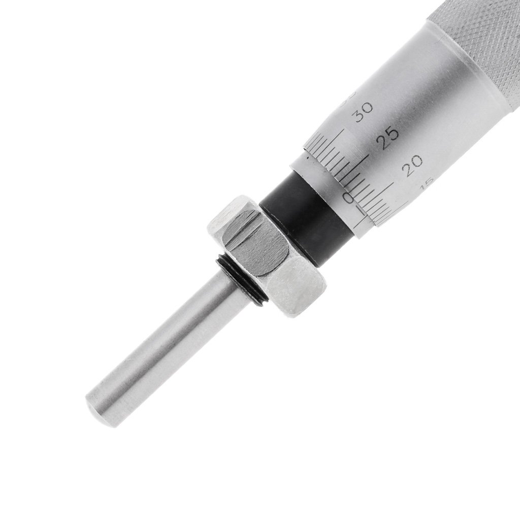 Verbessertes Präzisions-Mikrometer, Nadel-Typ-Gewinde-Mikrometer für Kopf-Urement-Werkzeug, 0–25 mm Werkzeug, 25 mm Mikrometer, runder Kopf mit Mutter und Ratsche