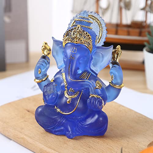 Figura Decorativa Estatua de Ganesha en Resina Azul 5.6''H miniatura 6