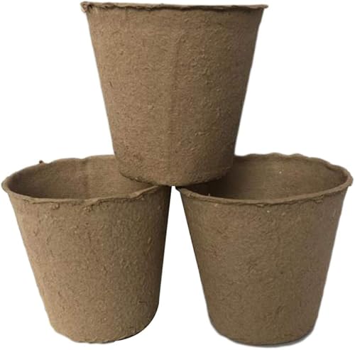 Miniatura 5 de TOPBATHY 50 macetas de turba para plántulas, macetas de vivero para plantas de semillero, bandejas orgánicas biodegradables para plantas de jardín