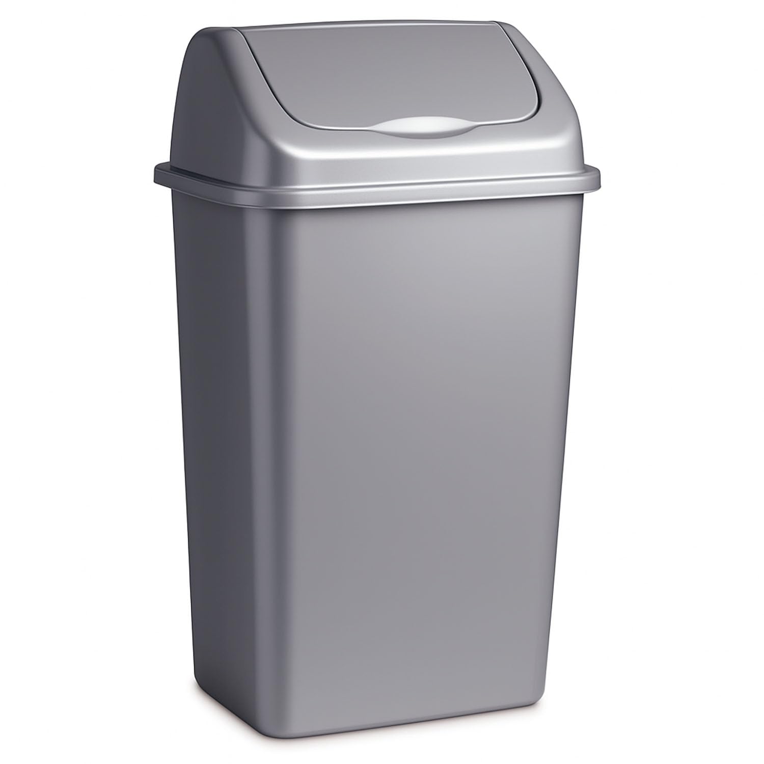 TIENDA EURASIA - Papelera con Tapa Basculante, Cubo de Basura 50 Litros, Papelera para Baño, Oficina, Cocina, Cubo Basura Tamaño 40 x 35 x 68 cm (Plata)
