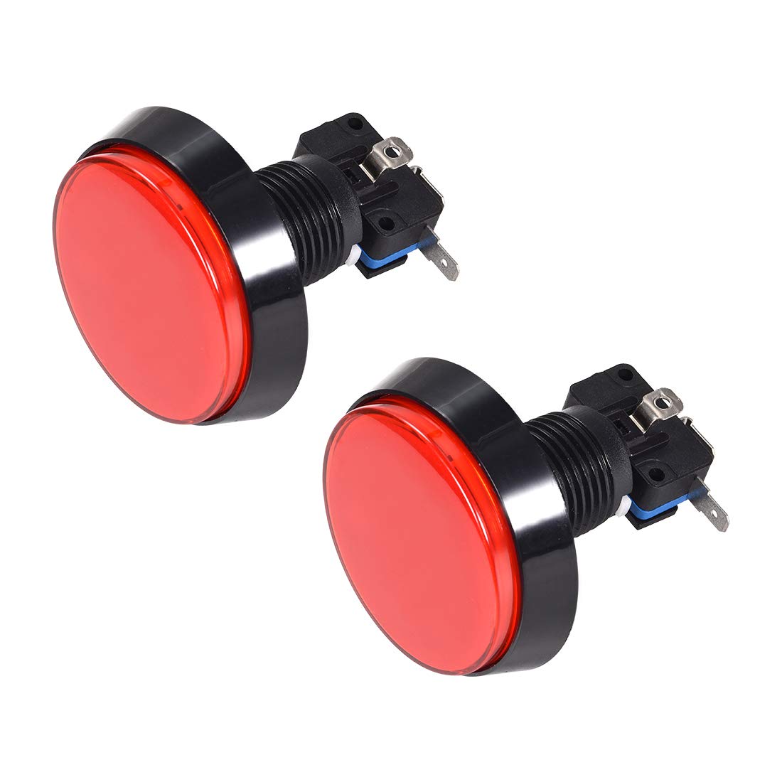 uxcell Game Push Button 60mm Round 12V LED Illuminated Push Button Switch with Micro Switch for Arcade Video Games Red 2pcs
