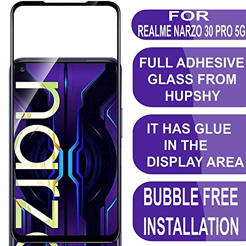 Image of Screen Protector for Realme Narzo 30 Pro (Black) Tempered Glass Edge-to-Edge 6D Screen Guard With Installation Kit