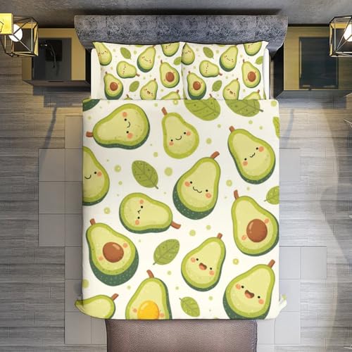 Juego de ropa de cama de microfibra de 3 piezas infantil con funda de edredón de aguacate 7
