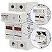 Baomain Solar PV Fuse Holder,Cylindrical Fuse Holder, 10 x 38 mm, 32 Amp, 1000 VDC, 2 Pole, 18 to 8 AWG, 35mm DIN Rail Mount, UR & CE Listed (1PCS)